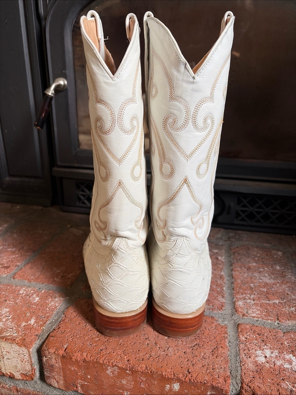 LIS ALTOS White Exotic Ant Eater Print Cowboy Boots Western EUC! Mens SZ 10 - Picture 8 of 11